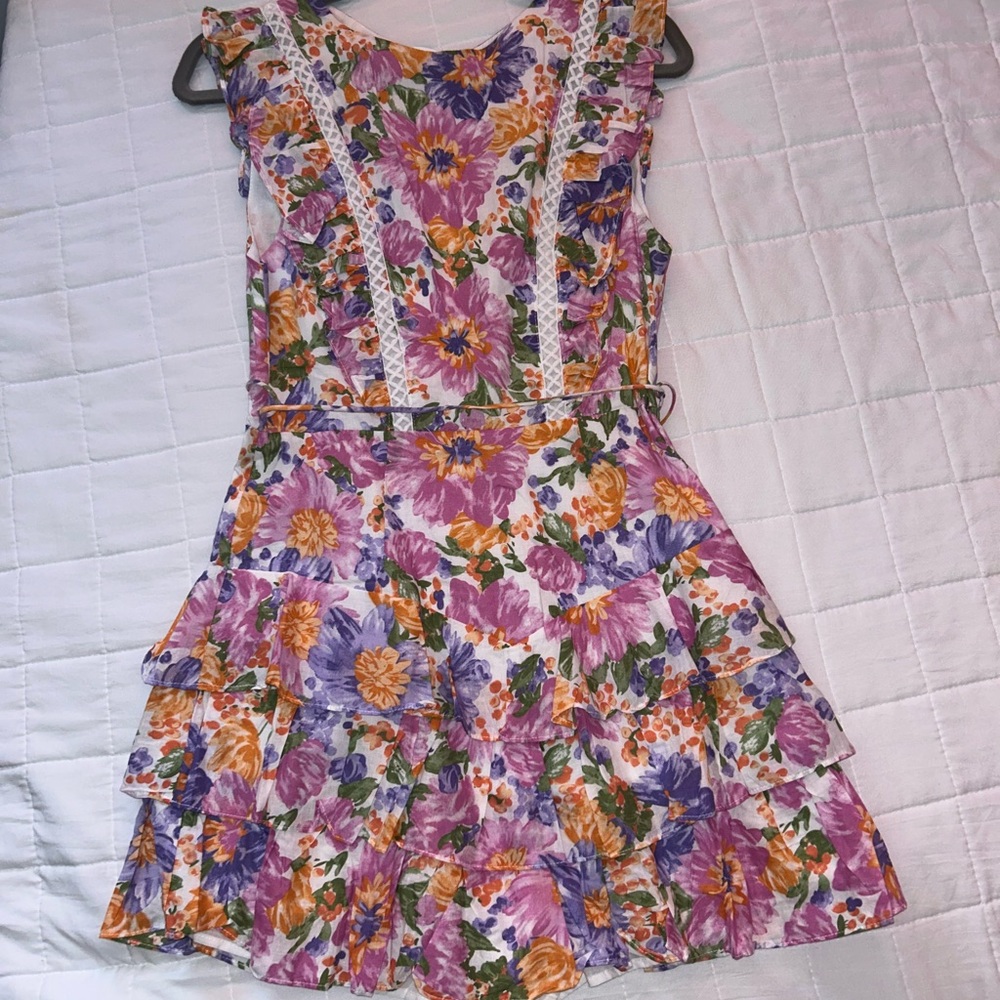 Floral Sleeveless Dress with Ruffle Skirt